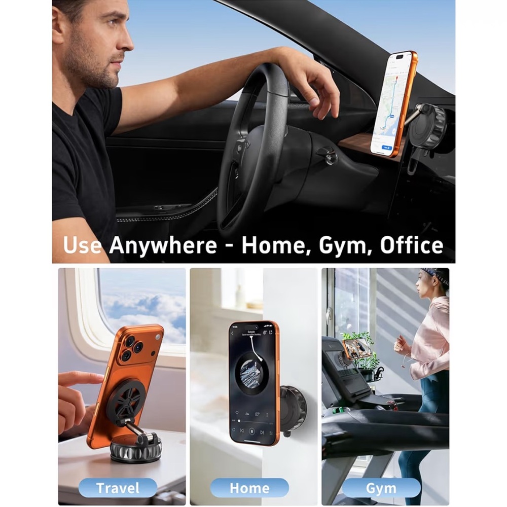 Black Phone Car Mount with Magnetic Wheel Grip, 360 Adjustable - Picture 7 of 7